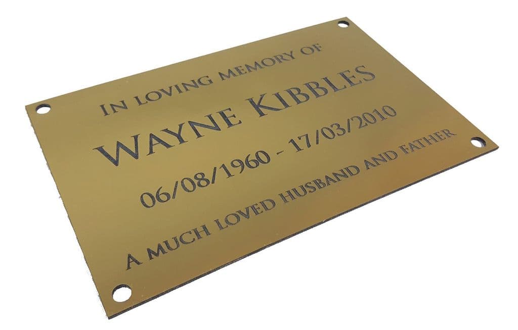 Memorial Plaque - Brushed Gold Metallic Effect Acrylic - Engrave With ...